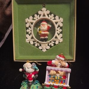 Lot Of 3 Santa Ornaments Vintage
